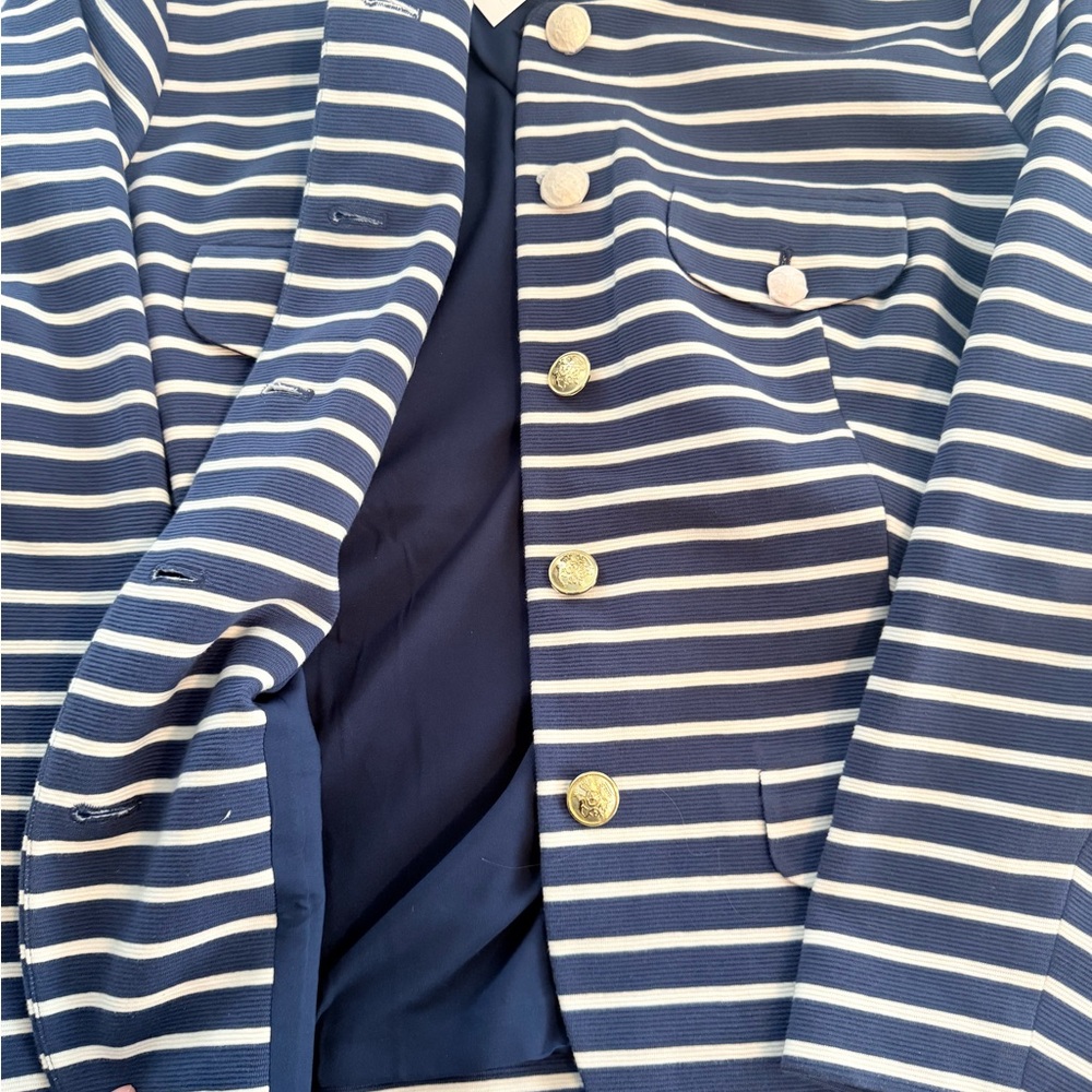 Talbots Navy Striped Knit Women's Jacket - NWT - Picture 3 of 4